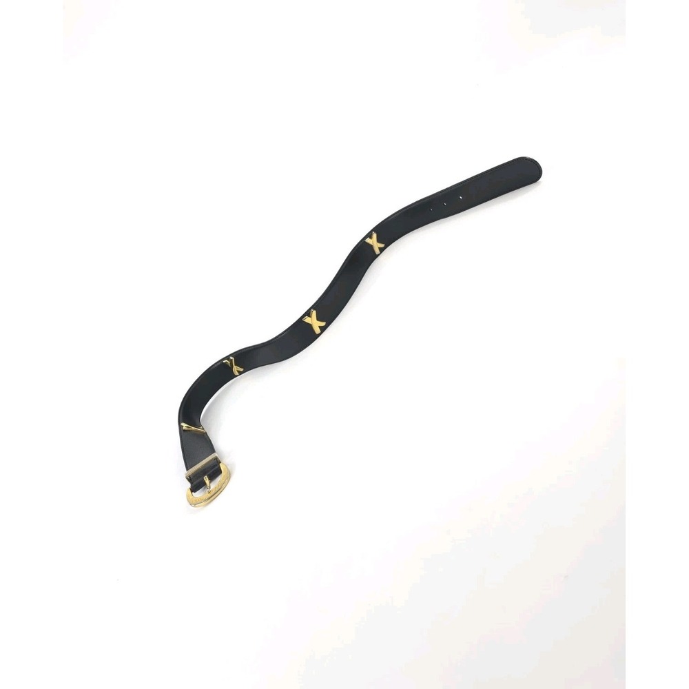 Paloma Picasso Leather Belt Black & Gold X Size Medium /75